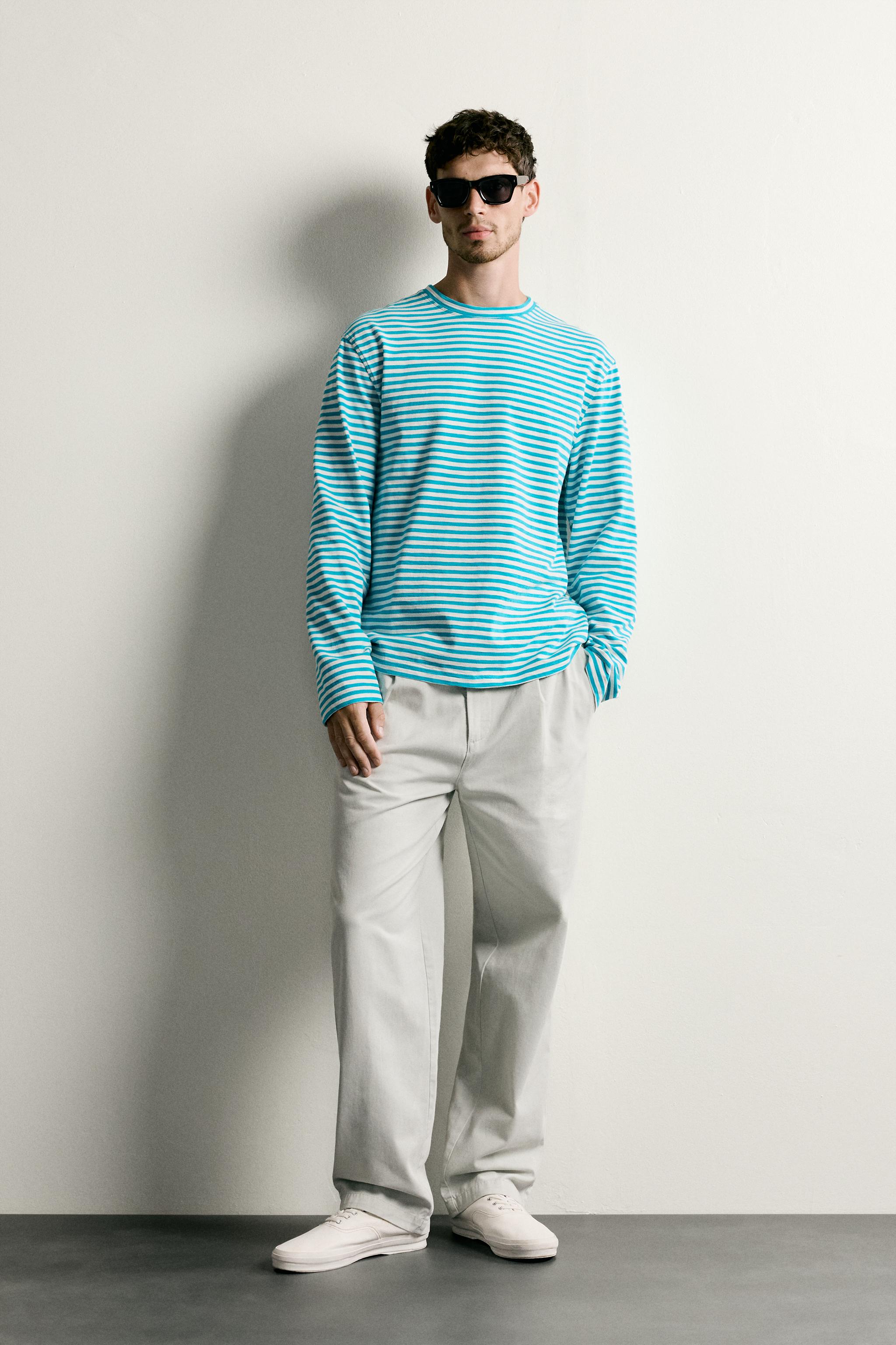 PLEATED STRAIGHT-FIT CHINO TROUSERS